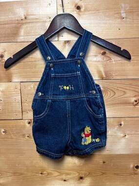 Vintage 90s Winnie The Pooh Denim Baby Shorteralls 6-9 Months